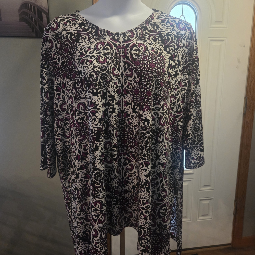 Catherines Black and Purple Patterned Tunic